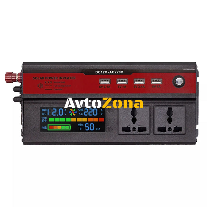 Инвертор преобразувател на напрежение с цифров дисплей от 12V на 220V 5000W - Avtozona