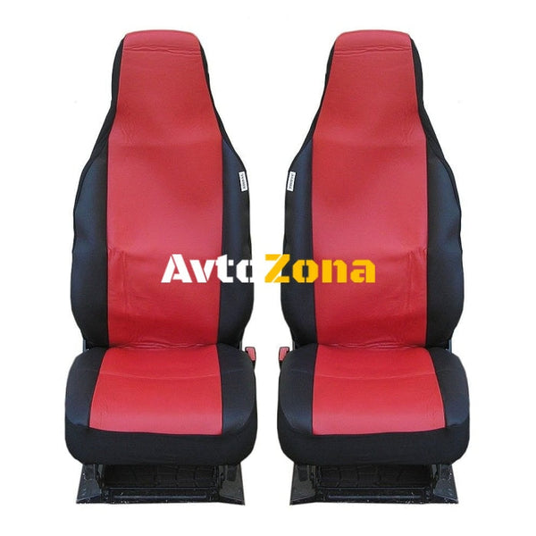 Калъфи за предни седалки Flexzon за Toyota Aygo Citroen C1 Peugeot 107 Текстил Червени - Avtozona