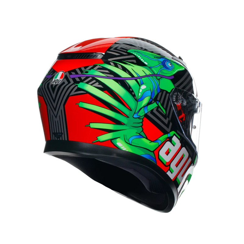 Каска AGV K3 DOT(E2206) - KAMALEON BLACK/RED/GREEN - Avtozona