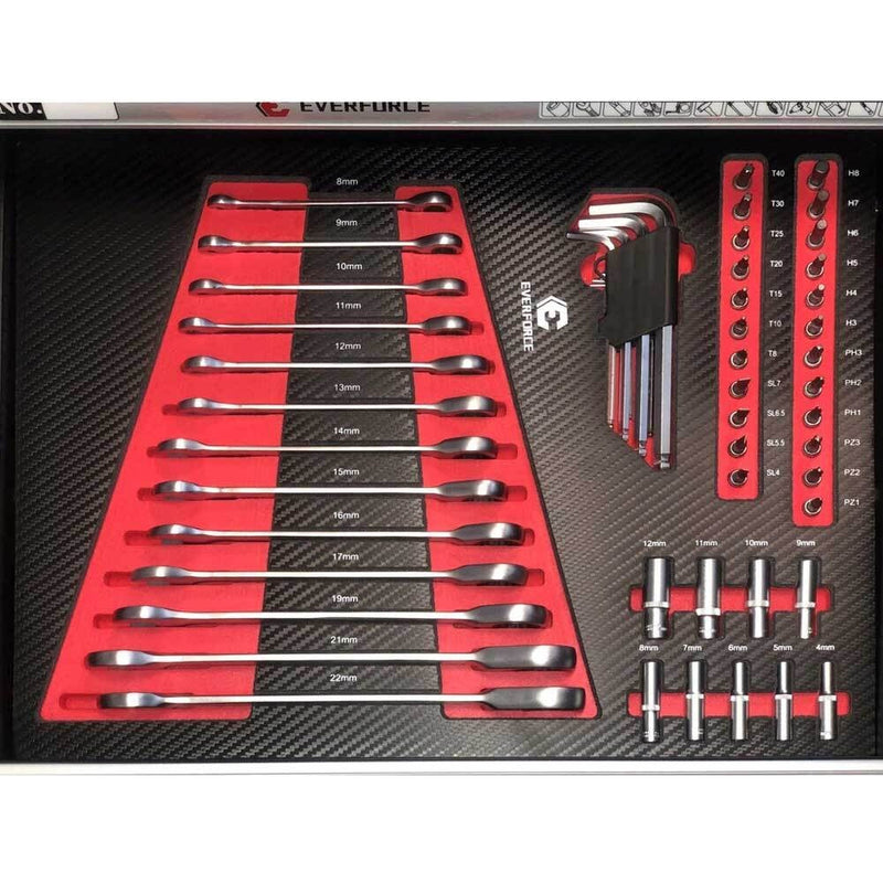 Количка професионален шкаф за инструменти със седем 7 чекмеджета отделения с включени 154 инструмента - Avtozona
