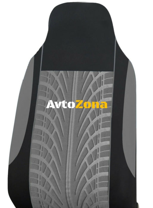 Комплект 2 + 1 тапицария/калъфи за бус/ван с шарка грайфер - текстил - сиво и черно - 5 части - Avtozona