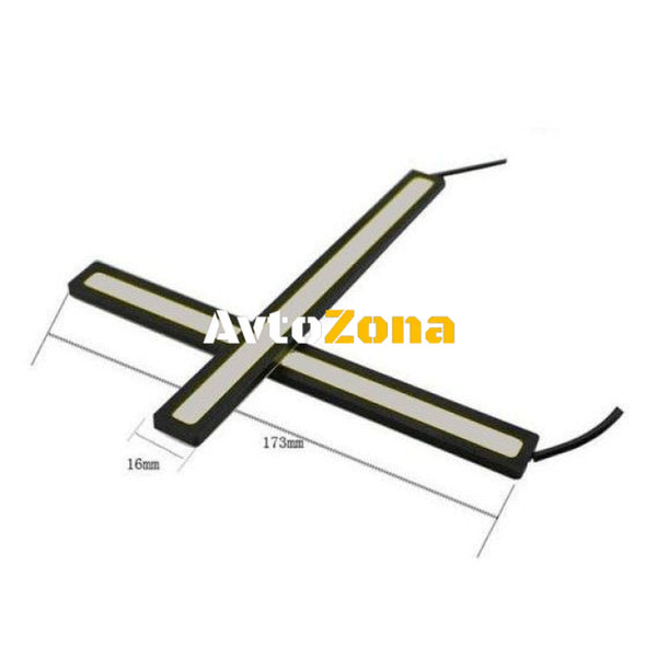 Комплект 2бр. LED светодиодни дневни светлини за автомобил 12V COB DRL - 17см син - Avtozona