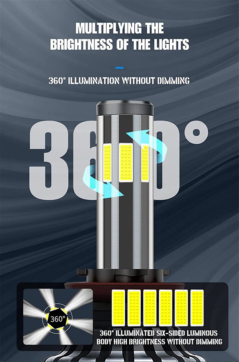 Комплект 360° градуса COB LED ЛЕД диодни крушки H11 H8 H9 Х11 Х8 Х9 12V 80W 16000lm за фарове Canbus без грешки - Avtozona