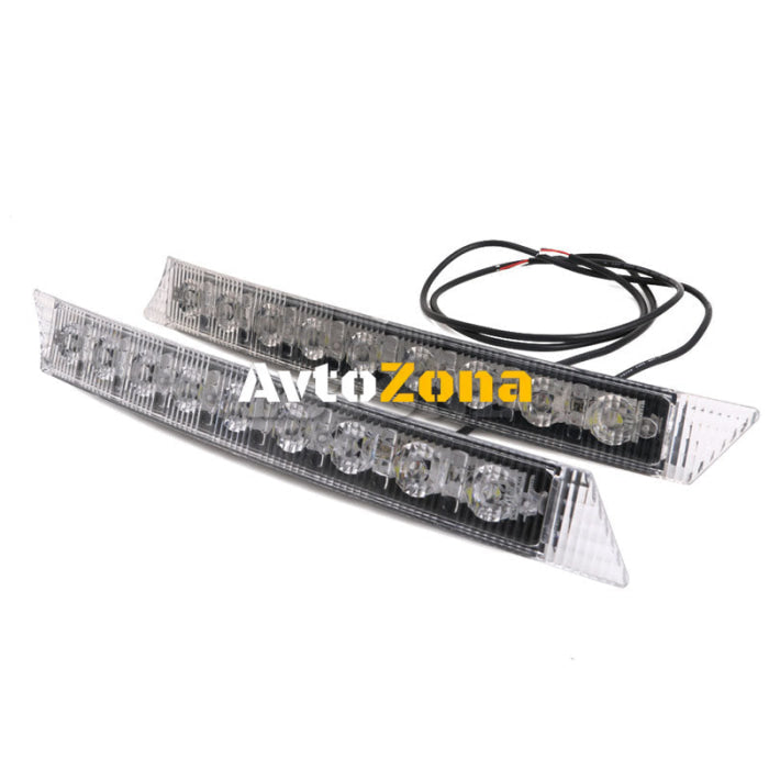 Комплект Извити За Броня Предни Мощни 9 Led Лед Диодни Дневни Светлини 12V 54W - Avtozona