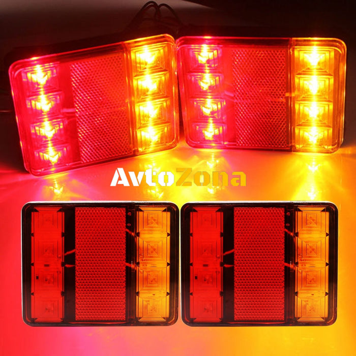 Комплект LED Диодни стопове стоп светлини задни светлини 12V-24V за бус камион ТИР ремарке каравана платформа - Avtozona