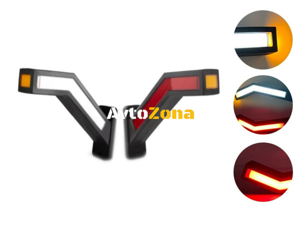 Комплект LED Габарити Светлини Тип Рогче Странични Неон Ефект Бягащ Режим за Камион Ремарке 12/24V 22 см - Avtozona