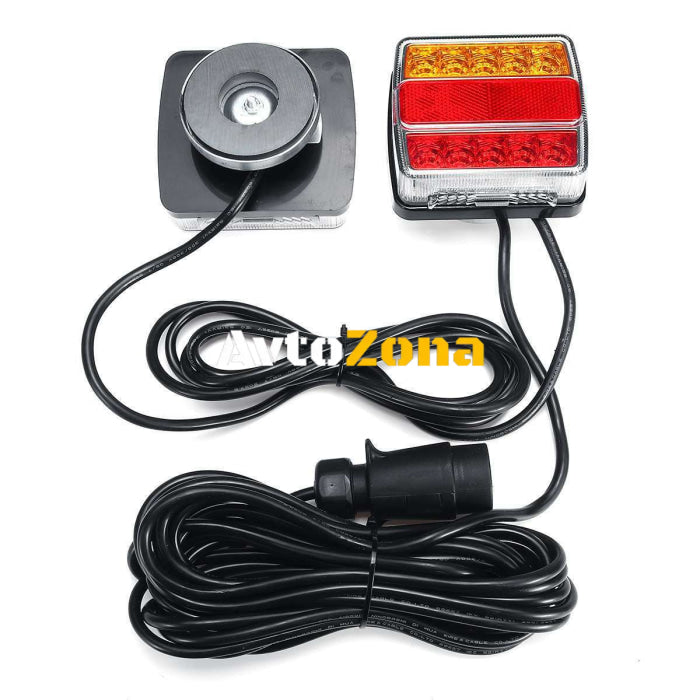 Комплект LED Лед Диодни Стопове 12V с Магнит и Окабеляване 5 Функции за Ремаркета Колесари Платформи МПС - Avtozona