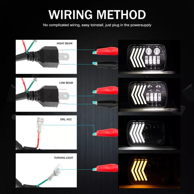 Комплект ляв и десен универсалeн 5x7 инча ЛЕД LED фар лампа халоген 12V-24V