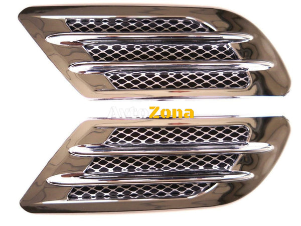 Комплект нови стилни декоративни хром ефект въздуховоди за преден капак или калник за автомобил - Avtozona