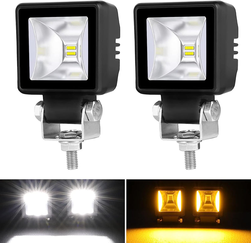 Комплект от 4 броя Лед LED Халогени Лампи с окабеляване Бяла Flood + Оранжева DRL