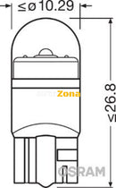 Комплект от 2 бр. LED крушки Osram W5W SL 6000K 24V 1W Студено бяла - Avtozona