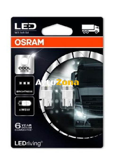 Комплект от 2 бр. LED крушки Osram W5W SL 6000K 24V 1W Студено бяла - Avtozona