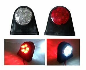 Комплект от 2 броя -12-V24V LED ЛЕД Гумени Диодени Странични Маркери Рогчета Светлини За Камион Ремарке Платформа Червено-Бяло - Avtozona