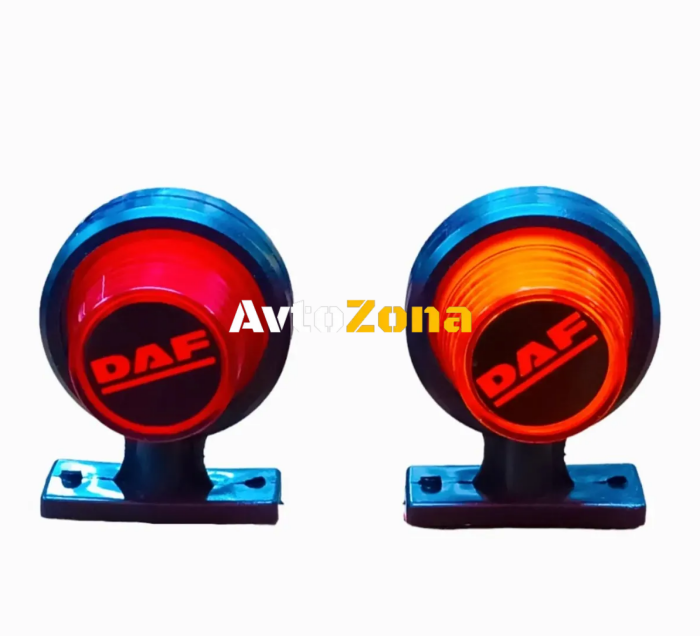 Комплект от 2 броя LED ЛЕД страничен габарит рогче 12 -24V оранжево - червено “old school” Неон Ефект с лого DF - Avtozona