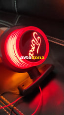 Комплект от 2 броя LED ЛЕД страничен габарит рогче 12 -24V оранжево - червено “old school” Неон Ефект с лого FD - Avtozona