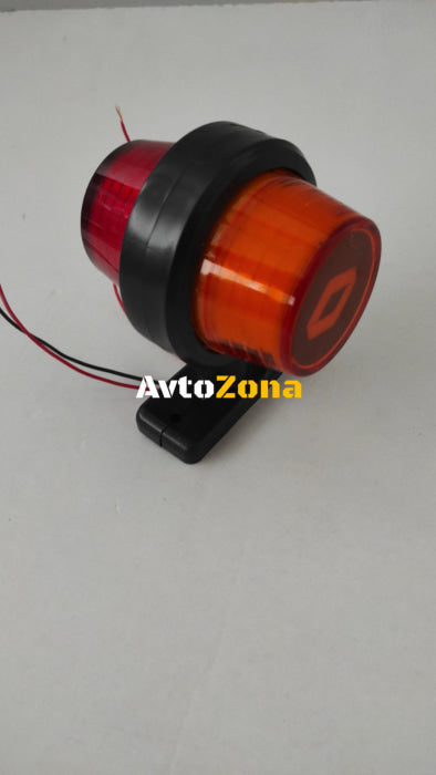 Комплект от 2 броя LED ЛЕД страничен габарит рогче 12 -24V оранжево - червено “old school” Неон Ефект с лого RNT - Avtozona