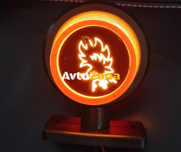 Комплект от 2 броя LED ЛЕД страничен габарит рогче 12 -24V оранжево - червено “old school” Неон Ефект с лого SCA - Avtozona