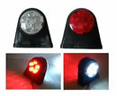 Комплект от 2 броя -12-V24V LED ЛЕД Гумени Диодени Странични Маркери Рогчета Светлини За Камион Ремарке Платформа Червено-Бяло - Avtozona