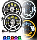 Комплект от 2бр. универсален 7 инча 18см ЛЕД LED фар халоген 12V-24V къси/дълги с DRL