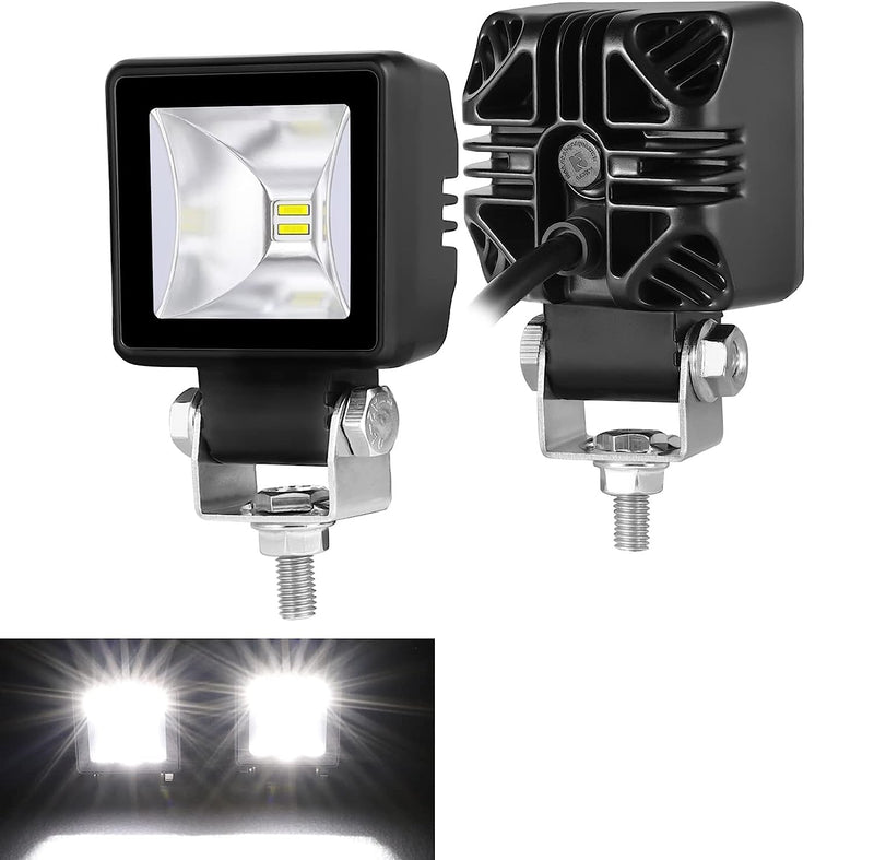 Комплект от 4 броя Лед LED Халогени Лампи с Окабеляване Бяла Flood + Бяла DRL