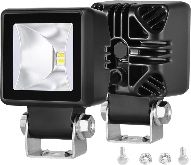 Комплект от 4 броя Лед LED Халогени Лампи с Окабеляване Бяла Flood + Бяла DRL