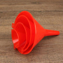 Комплект от 4 броя червени пластмасови фунии за прехвърляне на течности като гориво вода масла и др. - Avtozona