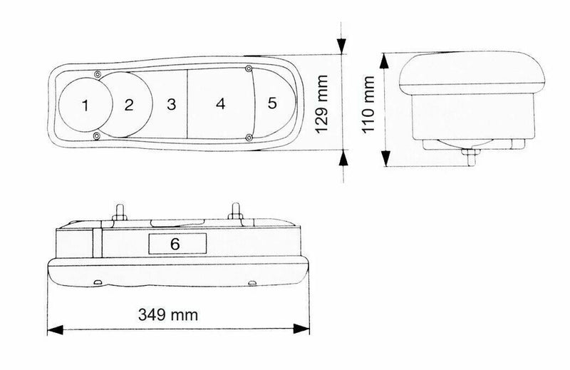 Комплект Стопове с Букса 35cm x 12.5cm Бус Камион ТИР Ремарке Караванa Платформа 12V-24V с крушки 6 функции - Avtozona