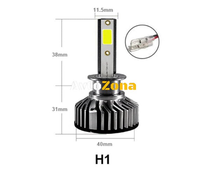 Комплект Умалени Mини Лед Led Диодни Крушки H1 Х1 12V 24V 72W 10000lm За Фарове Can Bus без Грешки - Avtozona