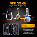 Комплект Умалени Мини Лед Led Диодни Крушки H4 Х4 12V 24V 72W 10000lm За Фарове Can Bus без Грешки къси/дълги - Avtozona