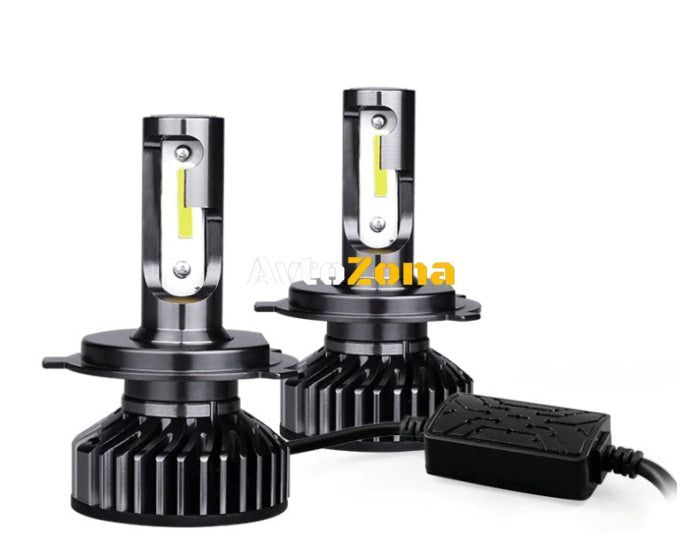 Комплект Умалени Мини Лед Led Диодни Крушки H4 Х4 12V 24V 72W 10000lm За Фарове Can Bus без Грешки къси/дълги - Avtozona
