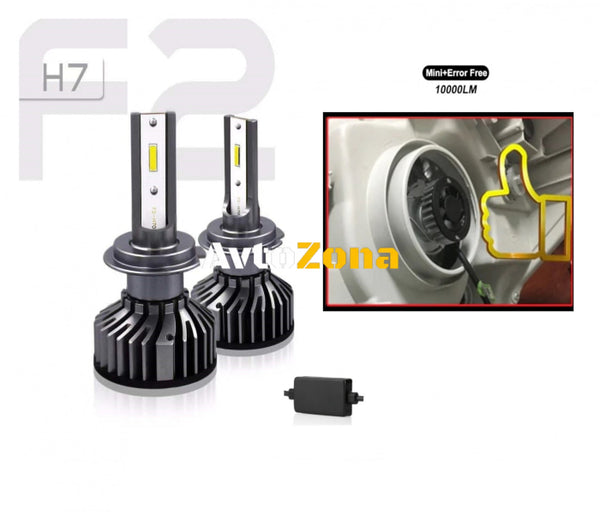 Комплект Умалени Мини Лед Led Диодни Крушки H7 Х7 12V 24V 72W 10000lm За Фарове Can Bus без Грешки - Avtozona