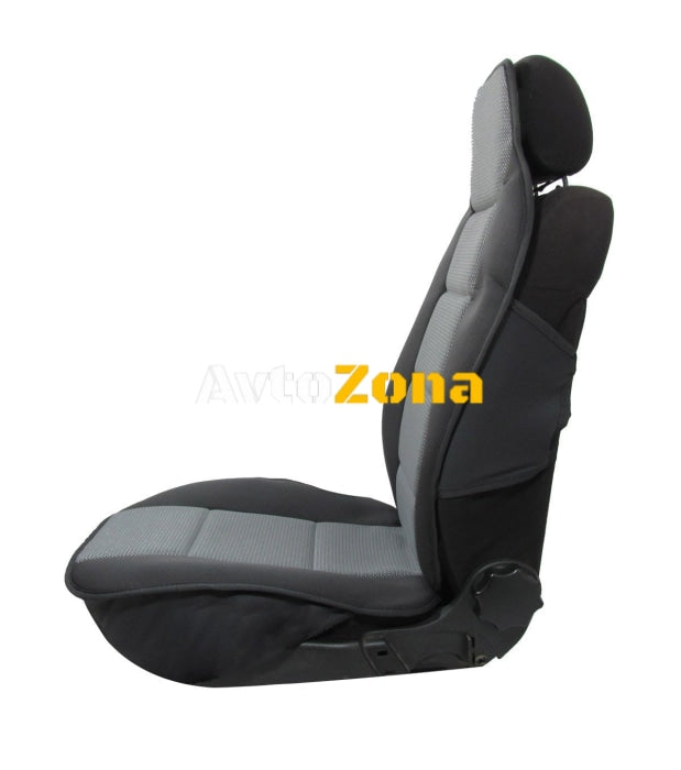 Комплект Универсална Тапицерия Тип Масажор 1 + 1 за Предни Седалки Лукс Сиво-Черно Текстил - Avtozona
