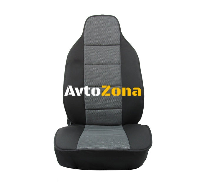 Комплект Универсална Тапицерия Тип Масажор 1 + 1 за Предни Седалки Лукс Сиво-Черно Текстил - Avtozona