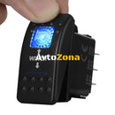 Копче Бутон За Вграждане Моментен Самовъзвратен за Лебедка Макара Повдигач 12V - 24V Надпис WINCH Синя Светлина - Avtozona