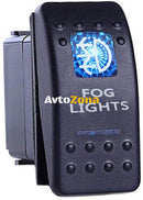 Копче Бутон За Вграждане за Фарове За Мъгла Халогени LED Лед Бар 12V - 24V Надпис FOG LIGHTS Синя Светлина - Avtozona