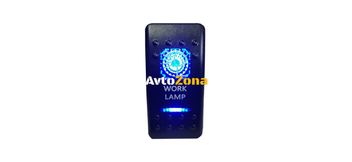 Копче Бутон За Вграждане за LED Лед Бар Халоген,Работна Лампа Светлини 12V - 24V Надпис WORK LAMP Синя Светлина - Avtozona