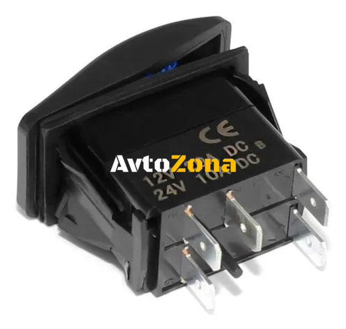 Копче Бутон За Вграждане за LED Лед Бар Халоген Светлини 12V - 24V Надпис ROOF LED LIGHT BAR Синя Светлина - Avtozona