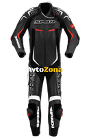 Кожен мото екип с гърбица SPIDI TRACK Perforated REPLICA EVO BLACK/WHITE - Avtozona
