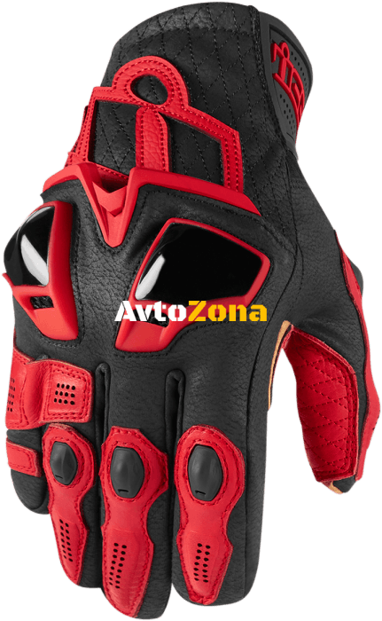 Кожени мото ръкавици ICON HYPERSPORT SHORT - RED - Avtozona