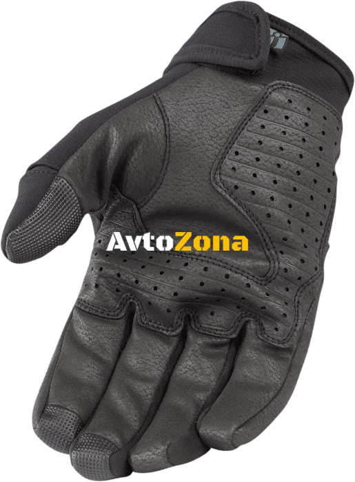 Кожени мото ръкавици ICON STORMHAWK - BLACK - Avtozona