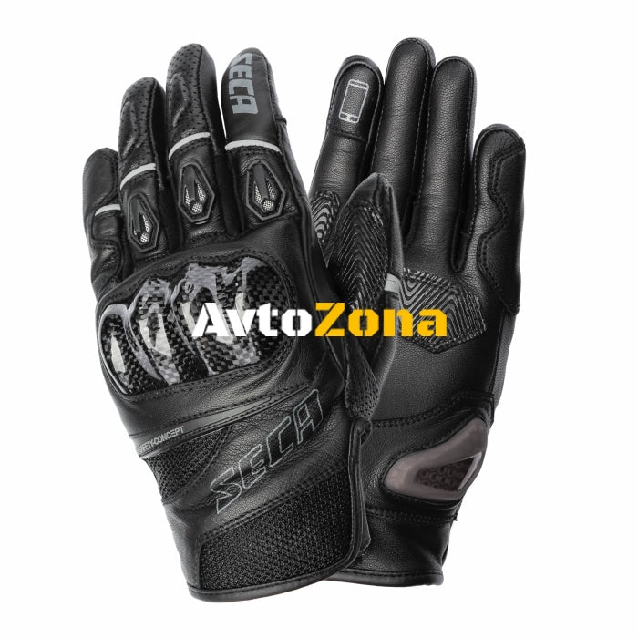 Кожени ръкавици SECA SUMMER SHORT BLACK - Avtozona