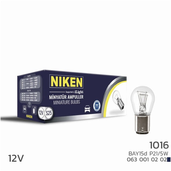 Крушки NIKEN 1016 - 10 броя в кутия 12V - 21/5W - Avtozona