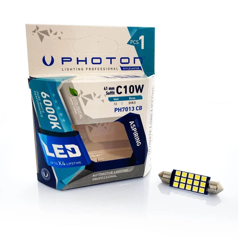 LED Крушка 15 SMD C10W 12V 41mm - Бяла Светлина 6000K от Photon - Avtozona