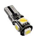 Лед Крушки За Габарит Т10 W5W LED 5 SMD Canbus 12V Бяла Светлина - Avtozona