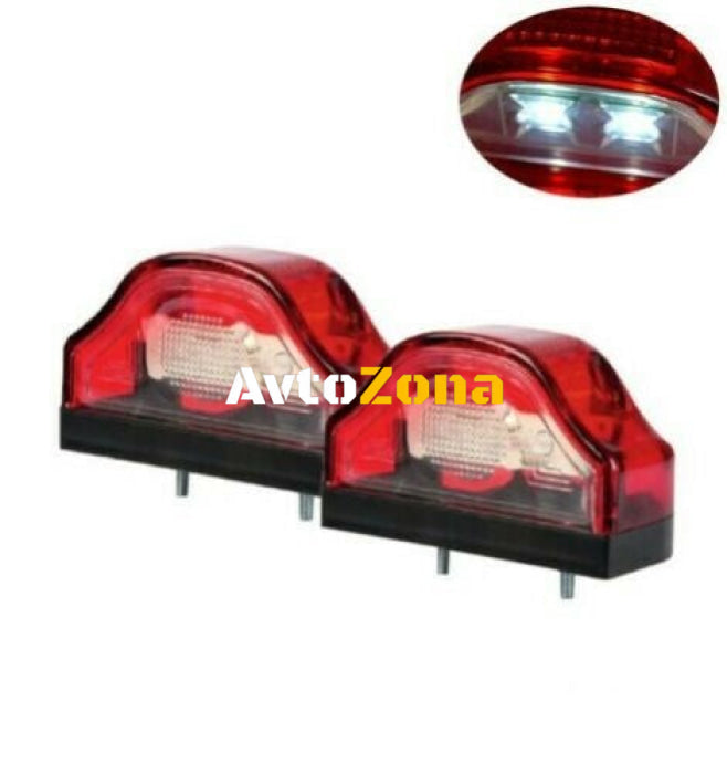 LED Лед Диоден Плафон Oсветление за Регистрационен Номер,12V - 24V За Ремарке Бус Каравана Платформа Червен - Avtozona