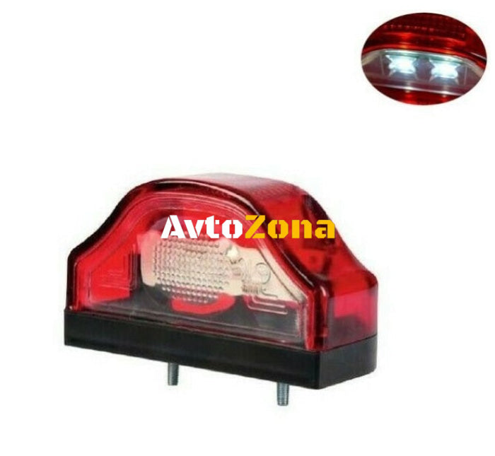 LED Лед Диоден Плафон Oсветление за Регистрационен Номер,12V - 24V За Ремарке Бус Каравана Платформа Червен - Avtozona