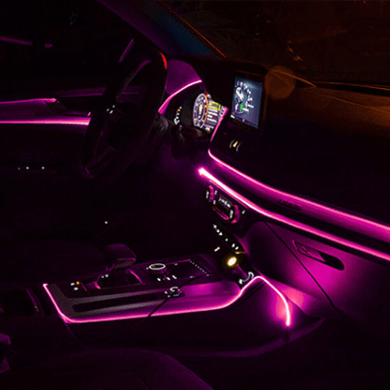 LED ЛЕД Диодна интериорна светеща лента за табло лилава светлина 12V 1м амбиентно осветление - Avtozona