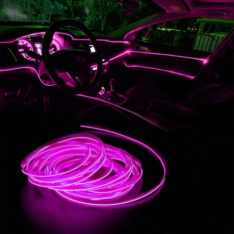 LED ЛЕД Диодна интериорна светеща лента за табло лилава светлина 12V 2м амбиентно осветление - Avtozona