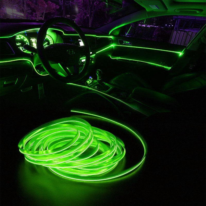 LED ЛЕД Диодна интериорна светеща лента за табло зелена светлина 12V 2м амбиентно осветление - Avtozona