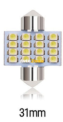LED Лед Диодни Крушки 16 SMD 5050 31мм 12V Бяла Светлина - Avtozona